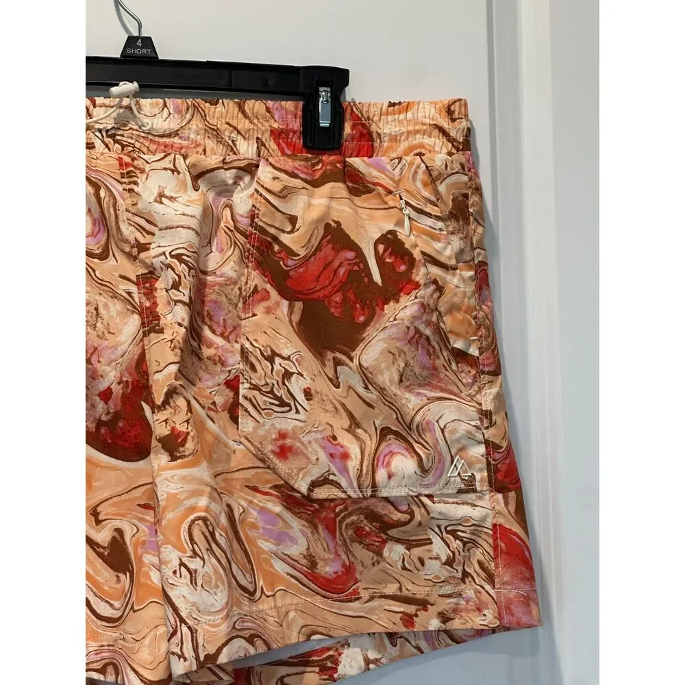 NWT Alpine Design Woven Shortie Multi Marbling Print Size Medium